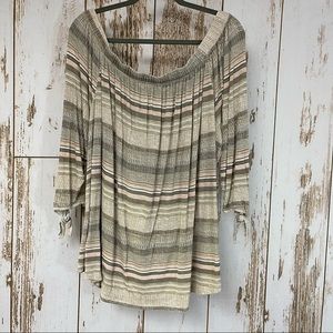 Maurices, Off the Shoulder Striped Shirt. Size 3X. In good used condition!